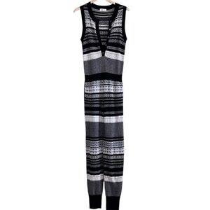 Tsesay Wool Cashmere Romper Onesie Small Medium Fair Isle Sleeveless Grey Black